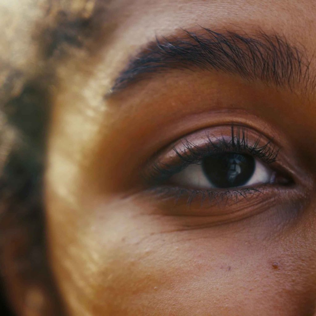 close up of a woman's eye